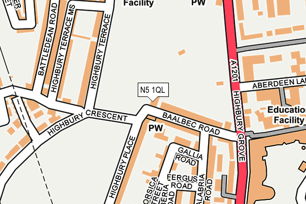 N5 1QL map - OS OpenMap – Local (Ordnance Survey)
