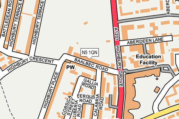 N5 1QN map - OS OpenMap – Local (Ordnance Survey)
