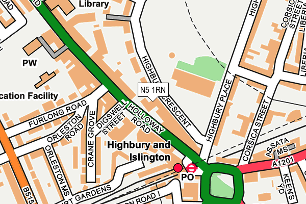 N5 1RN map - OS OpenMap – Local (Ordnance Survey)