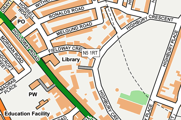 N5 1RT map - OS OpenMap – Local (Ordnance Survey)