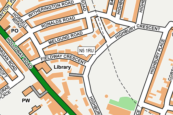N5 1RU map - OS OpenMap – Local (Ordnance Survey)