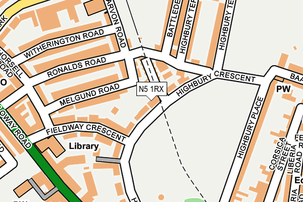 N5 1RX map - OS OpenMap – Local (Ordnance Survey)