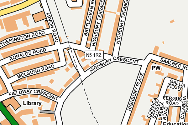 N5 1RZ map - OS OpenMap – Local (Ordnance Survey)