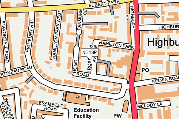 N5 1SP map - OS OpenMap – Local (Ordnance Survey)
