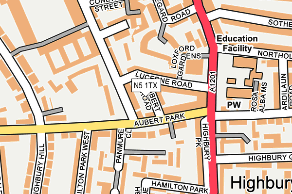 N5 1TX map - OS OpenMap – Local (Ordnance Survey)