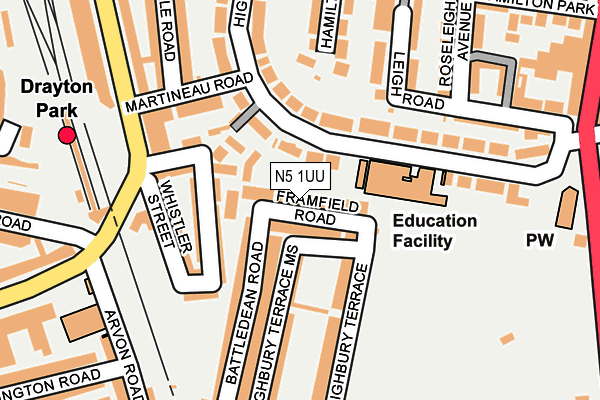 N5 1UU map - OS OpenMap – Local (Ordnance Survey)
