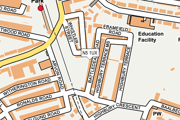N5 1UX map - OS OpenMap – Local (Ordnance Survey)