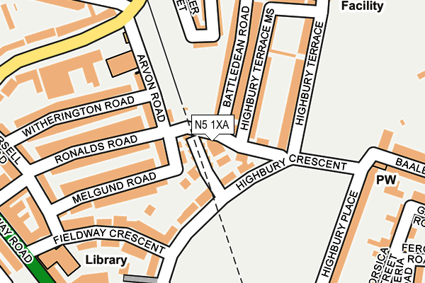 N5 1XA map - OS OpenMap – Local (Ordnance Survey)