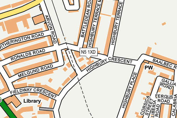 N5 1XD map - OS OpenMap – Local (Ordnance Survey)