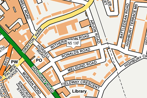 N5 1XF map - OS OpenMap – Local (Ordnance Survey)