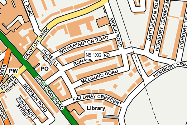 N5 1XG map - OS OpenMap – Local (Ordnance Survey)