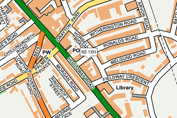 N5 1XH map - OS OpenMap – Local (Ordnance Survey)