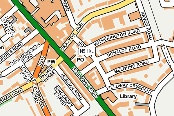 N5 1XL map - OS OpenMap – Local (Ordnance Survey)