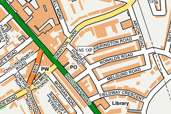 N5 1XP map - OS OpenMap – Local (Ordnance Survey)