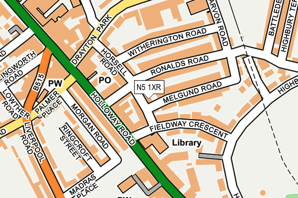 N5 1XR map - OS OpenMap – Local (Ordnance Survey)