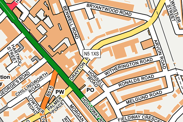 N5 1XS map - OS OpenMap – Local (Ordnance Survey)