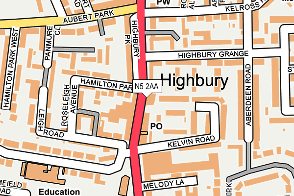 N5 2AA map - OS OpenMap – Local (Ordnance Survey)