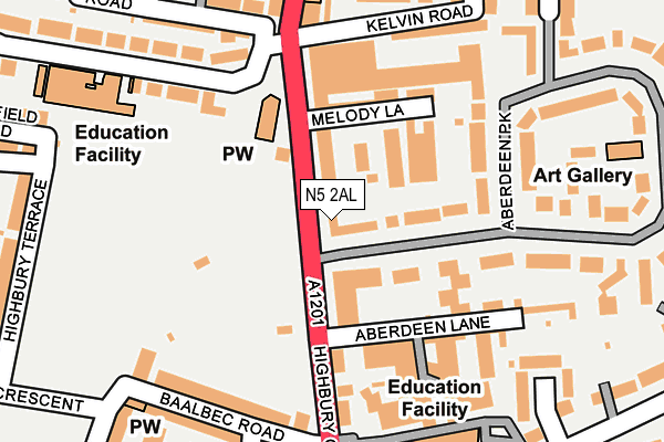 N5 2AL map - OS OpenMap – Local (Ordnance Survey)