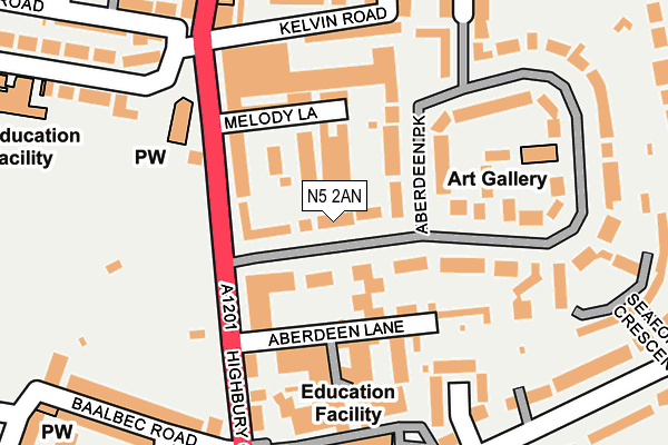 N5 2AN map - OS OpenMap – Local (Ordnance Survey)