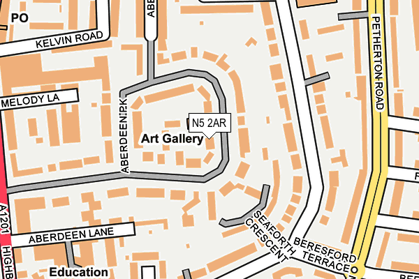 N5 2AR map - OS OpenMap – Local (Ordnance Survey)
