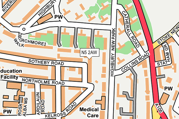 N5 2AW map - OS OpenMap – Local (Ordnance Survey)