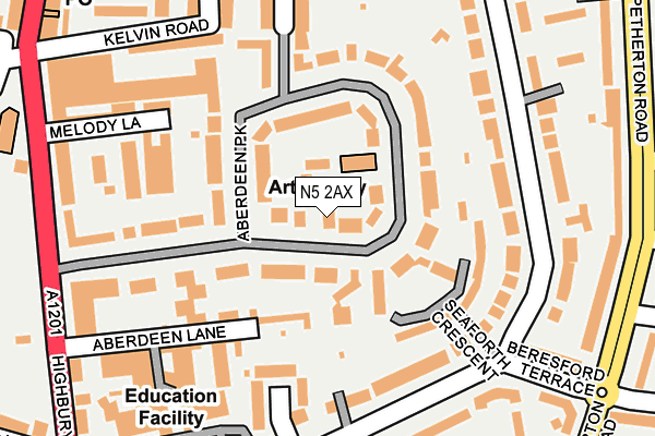 N5 2AX map - OS OpenMap – Local (Ordnance Survey)
