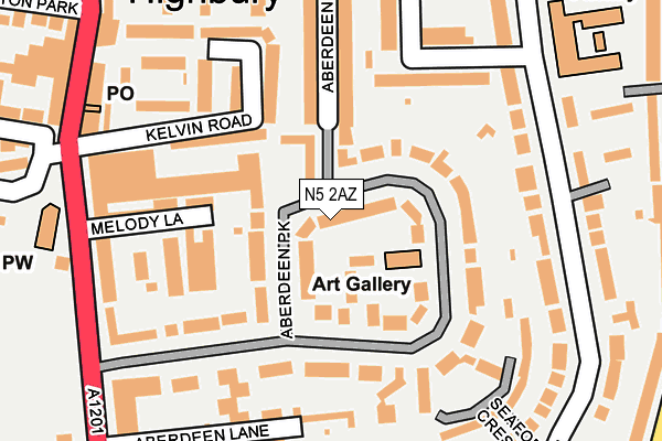 N5 2AZ map - OS OpenMap – Local (Ordnance Survey)