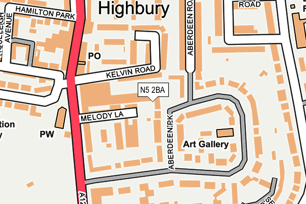 N5 2BA map - OS OpenMap – Local (Ordnance Survey)