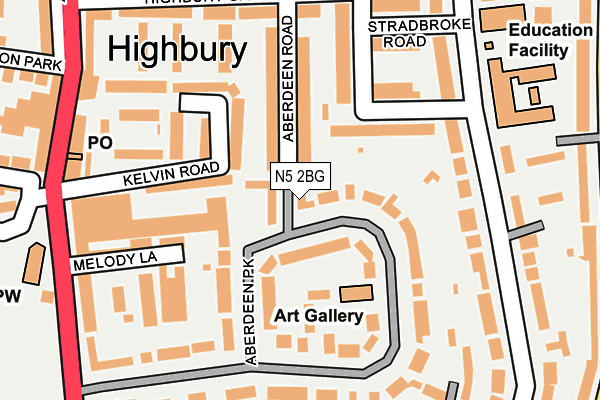 N5 2BG map - OS OpenMap – Local (Ordnance Survey)