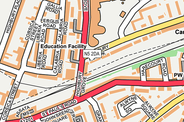 N5 2DA map - OS OpenMap – Local (Ordnance Survey)