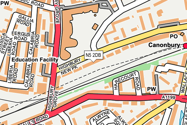 N5 2DB map - OS OpenMap – Local (Ordnance Survey)