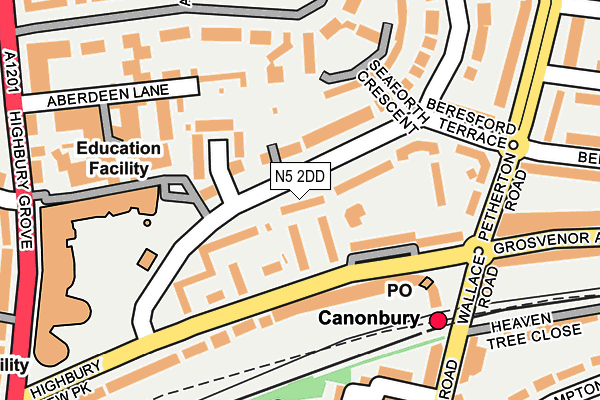 N5 2DD map - OS OpenMap – Local (Ordnance Survey)