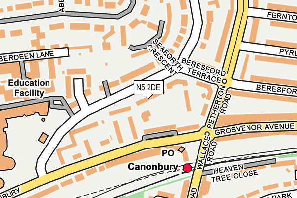 N5 2DE map - OS OpenMap – Local (Ordnance Survey)