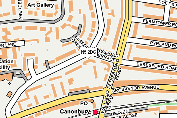 N5 2DG map - OS OpenMap – Local (Ordnance Survey)