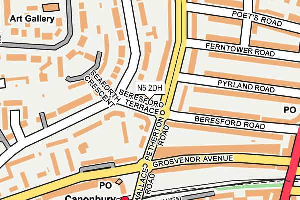 N5 2DH map - OS OpenMap – Local (Ordnance Survey)