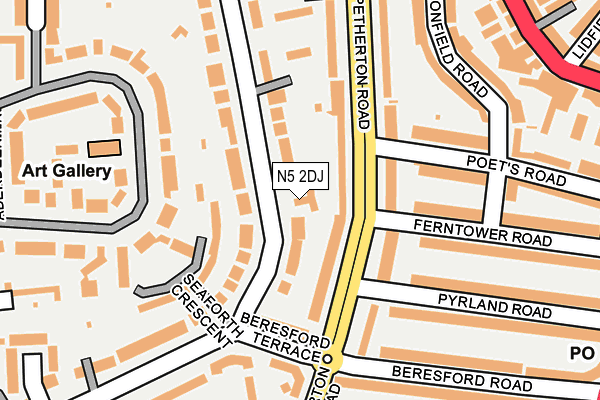 N5 2DJ map - OS OpenMap – Local (Ordnance Survey)
