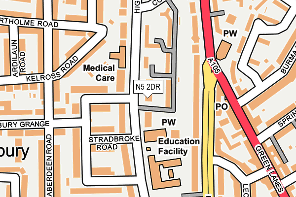 N5 2DR map - OS OpenMap – Local (Ordnance Survey)