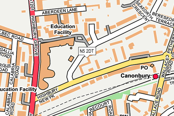 N5 2DT map - OS OpenMap – Local (Ordnance Survey)