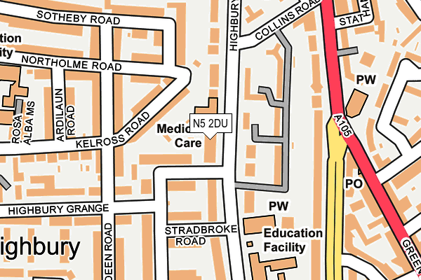 N5 2DU map - OS OpenMap – Local (Ordnance Survey)