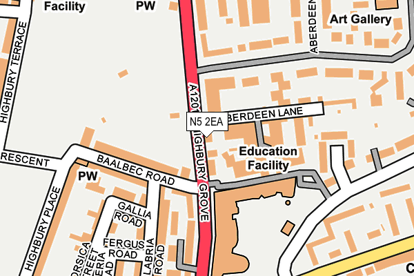 N5 2EA map - OS OpenMap – Local (Ordnance Survey)