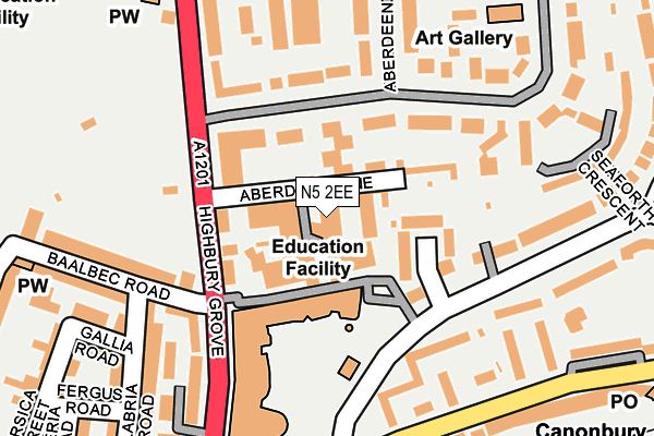 N5 2EE map - OS OpenMap – Local (Ordnance Survey)