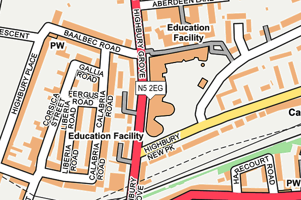 N5 2EG map - OS OpenMap – Local (Ordnance Survey)