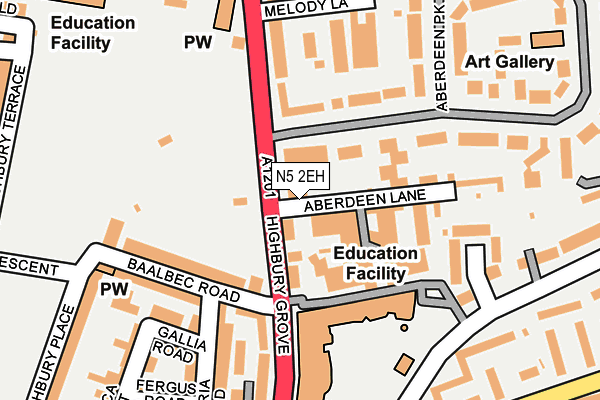 N5 2EH map - OS OpenMap – Local (Ordnance Survey)