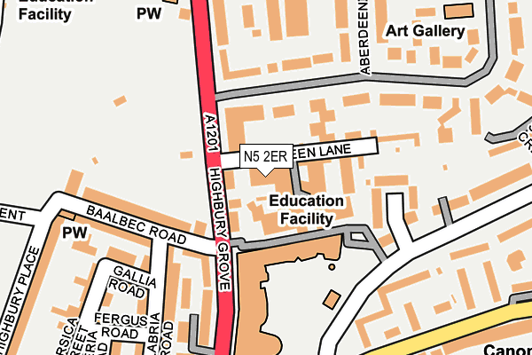 N5 2ER map - OS OpenMap – Local (Ordnance Survey)