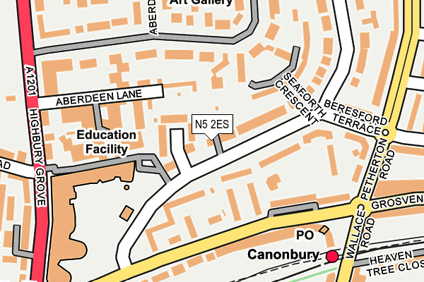 N5 2ES map - OS OpenMap – Local (Ordnance Survey)