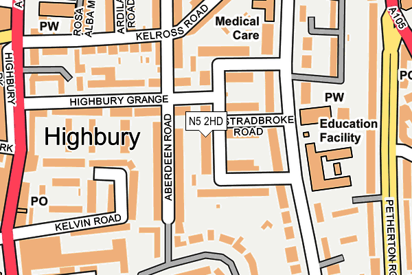 N5 2HD map - OS OpenMap – Local (Ordnance Survey)