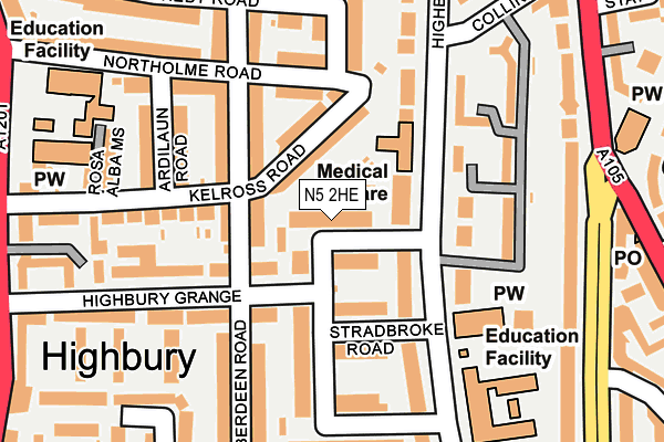 N5 2HE map - OS OpenMap – Local (Ordnance Survey)