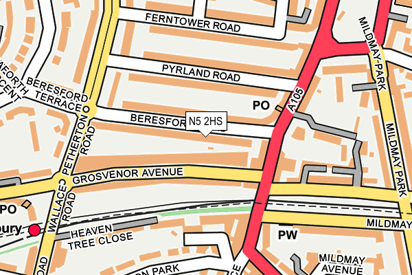 N5 2HS map - OS OpenMap – Local (Ordnance Survey)