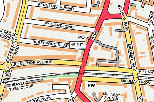 N5 2HT map - OS OpenMap – Local (Ordnance Survey)