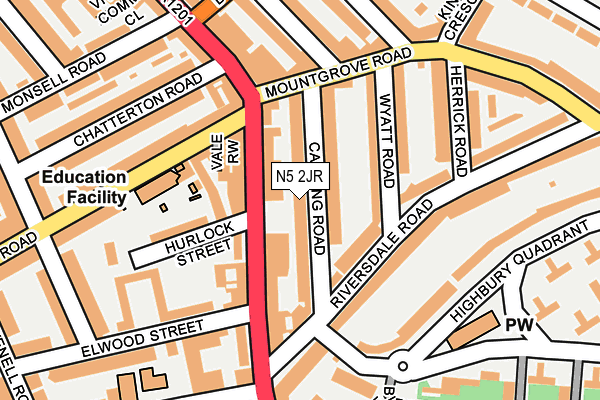 N5 2JR map - OS OpenMap – Local (Ordnance Survey)